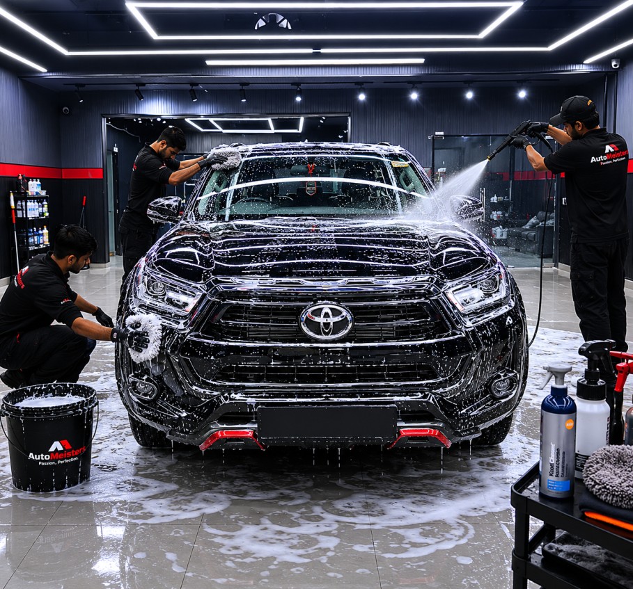 Premium foam car wash using pH-neutral products — AutoMeisters Noida